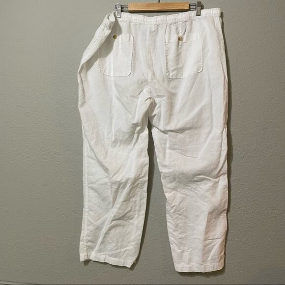 Liz Claiborne White Linen Blend Wide Leg Casual Pull On Pants Womens XXL Beachy - Picture 4 of 8